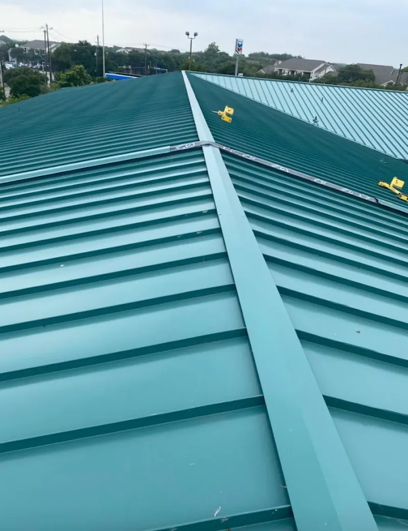 Green commercial metal roof ridge and valley for Metal Roof Repair in Greenacres